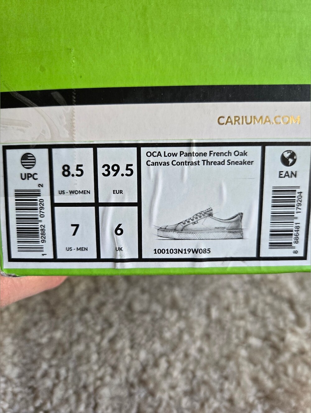 NWT Cariuma X Pantone OCA Low Canvas Sneakers in French Oak / Tan Beige 8.5 - Picture 7 of 7